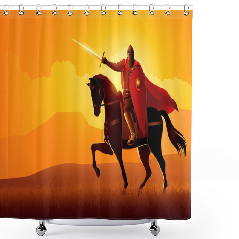 Personality  Vector Illustration Of Medieval Slavic Knight On Horseback Shower Curtains