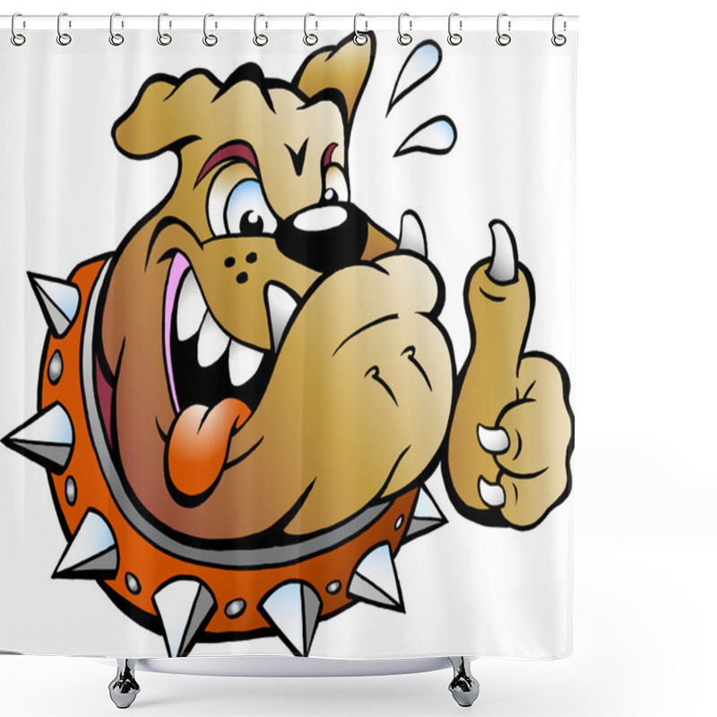 Personality  Vector Cartoon Illustration Of An Excited Bull Dog Giving Thumb Up Shower Curtains