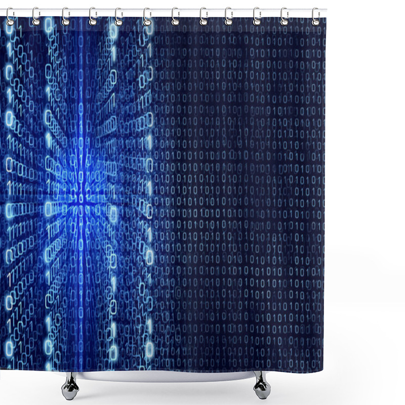 Personality  Blue Matrix Abstract - Binary Code Digital Background Shower Curtains