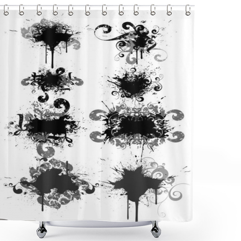 Personality  Set Of Grunge Vector Illustrations Shower Curtains