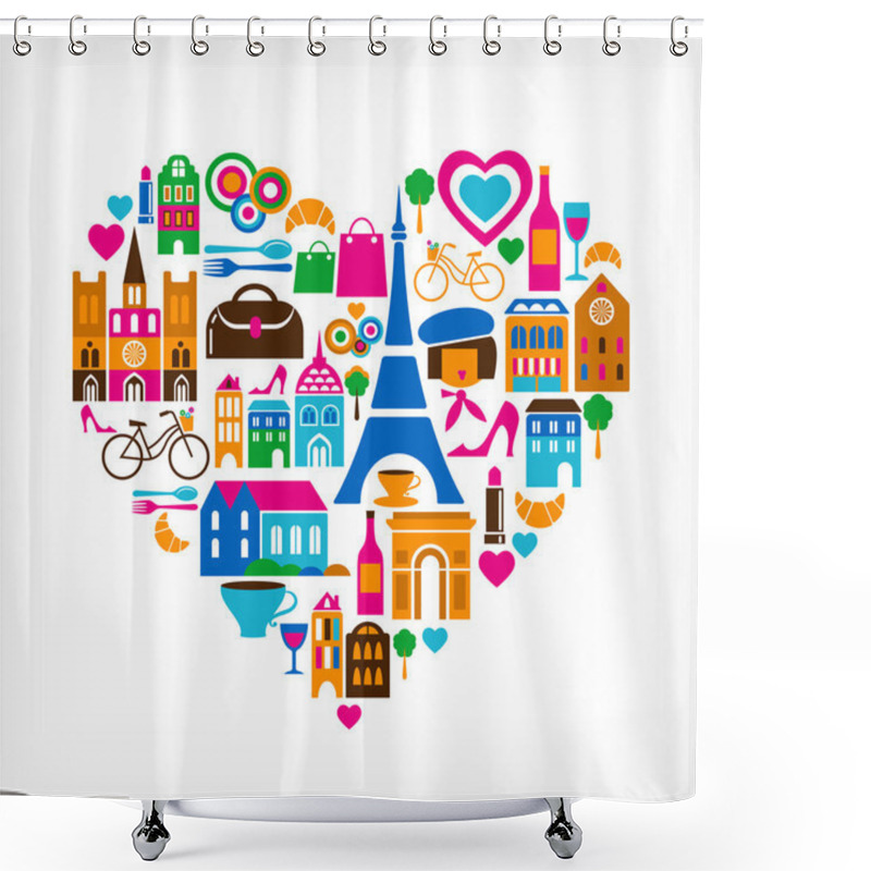 Personality  Pars Love - Vector Illustration With Set Of Icons Shower Curtains