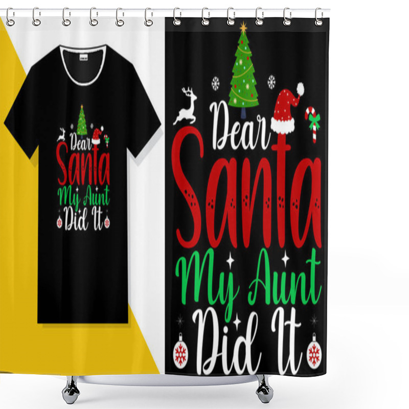 Personality  Christmas Typography Hand-drawn Lettering, Christmas T-Shirt Design Shower Curtains