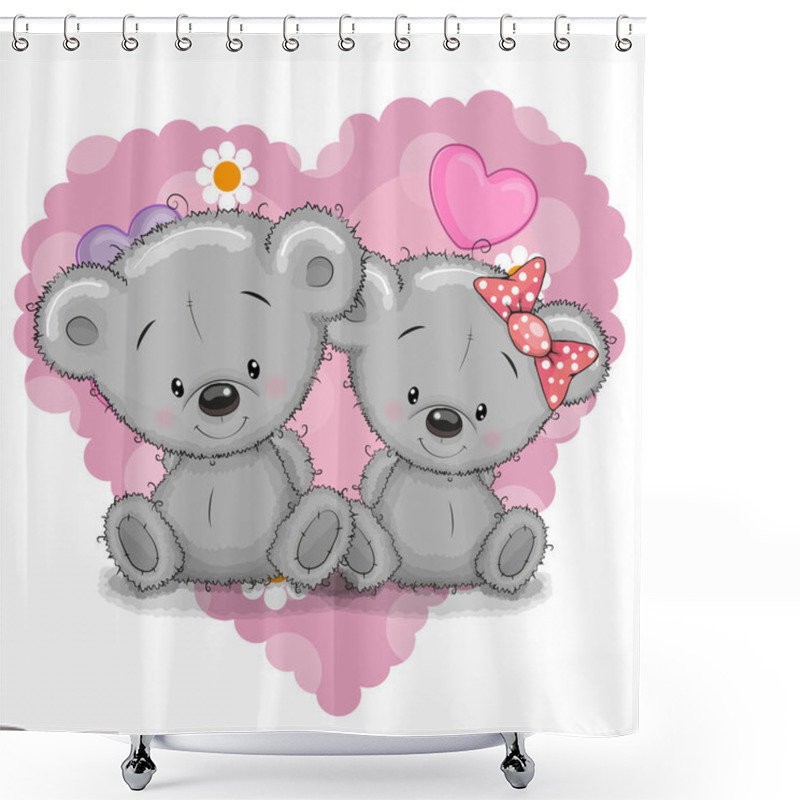 Personality  Two Bears On A Heart Shower Curtains