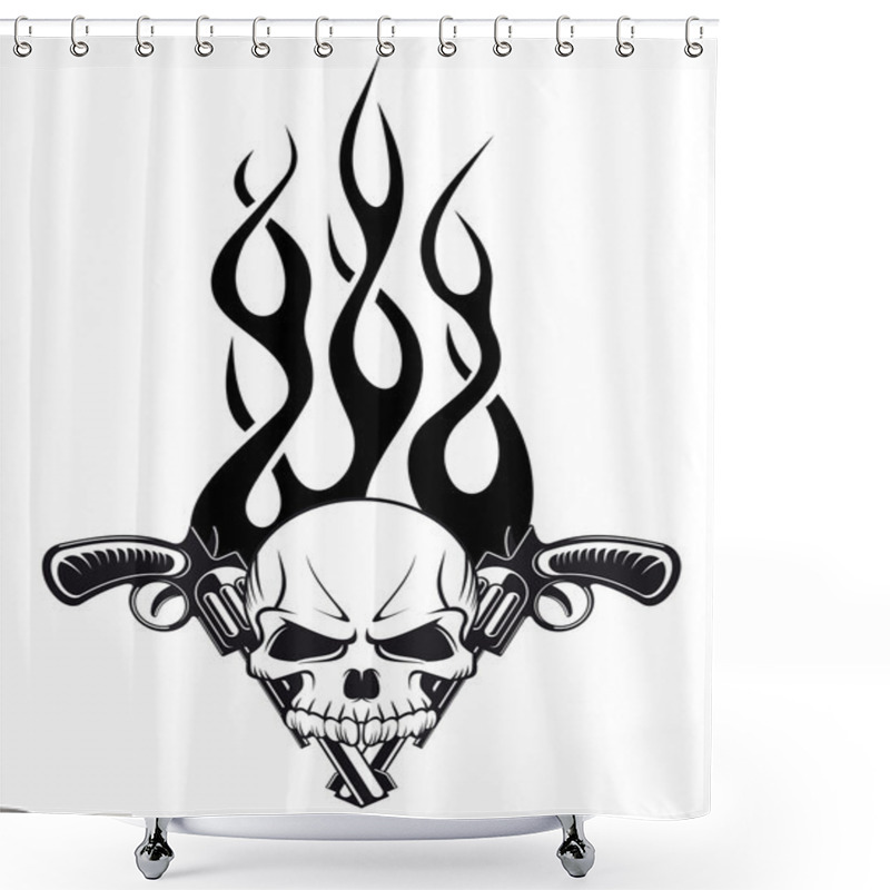 Personality  Human Skull With Gun Shower Curtains