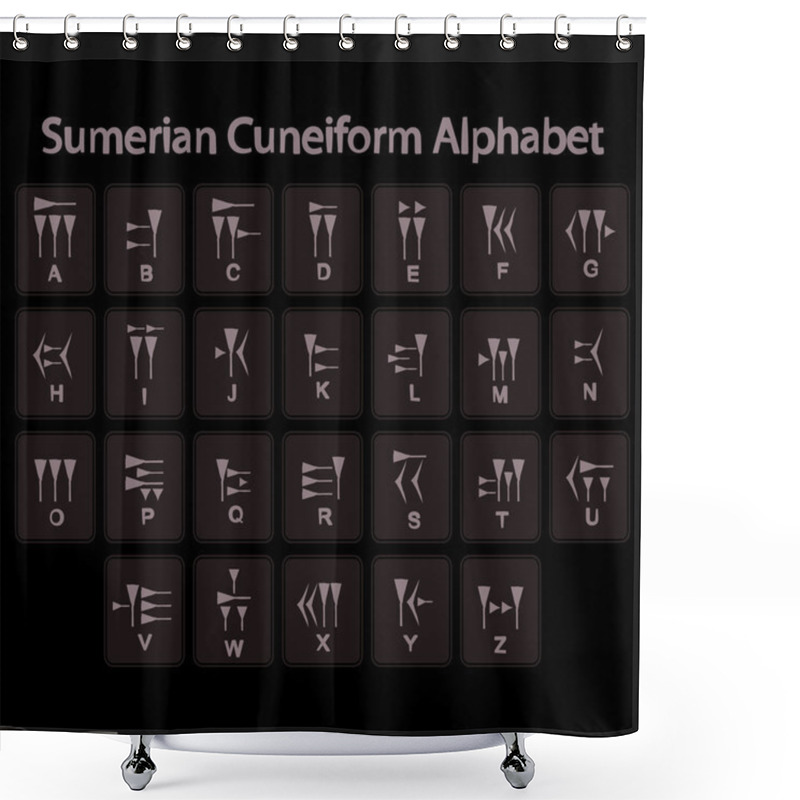 Personality  Set Of Monochrome Icons With Sumerian Cuneiform Alphabet Shower Curtains