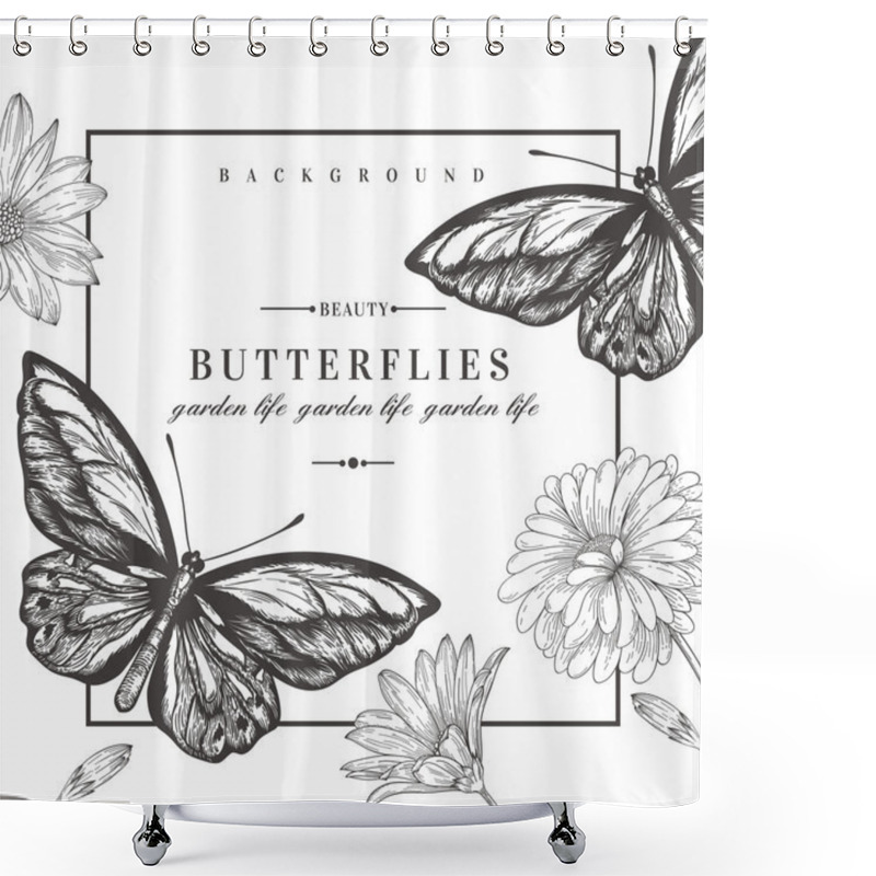 Personality  Card With Butterflies And Flowers. Shower Curtains