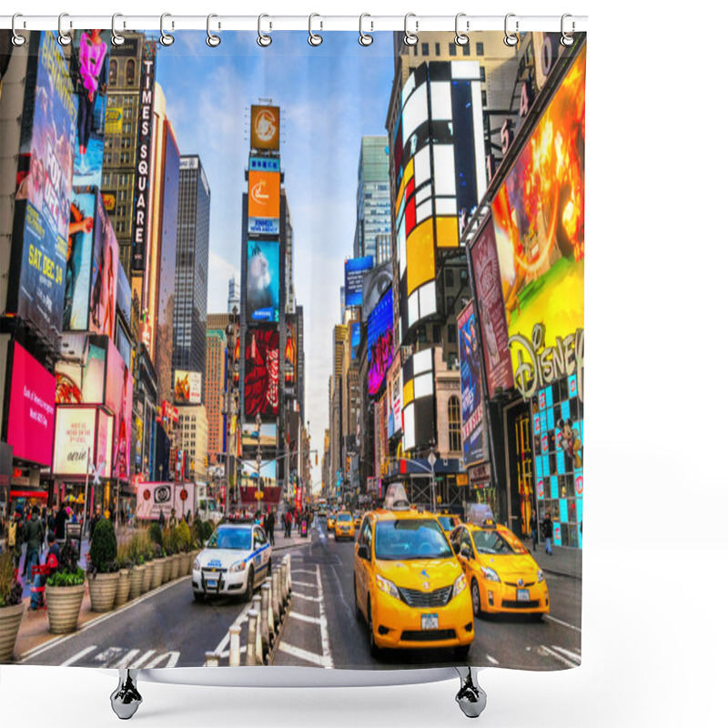 Personality  NEW YORK CITY -MARCH 25: Times Square, Featured With Broadway Th Shower Curtains