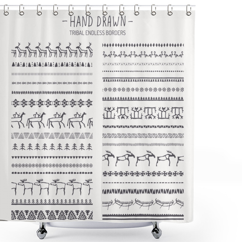 Personality  Hand Drawn Tribal Endless Borders.  Shower Curtains