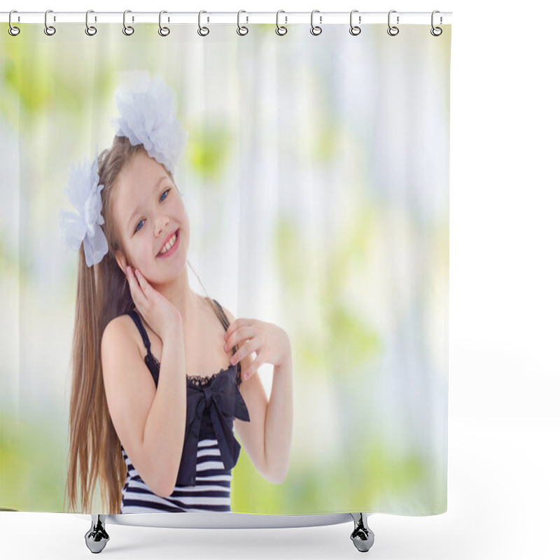 Personality  Young Girl C White Bows  Shower Curtains