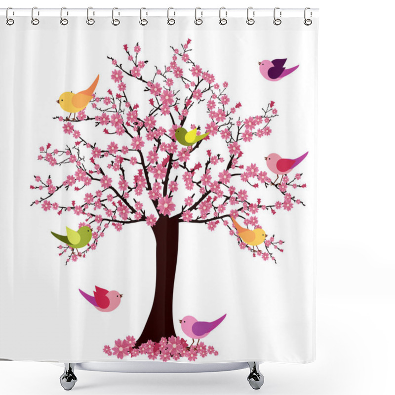 Personality  Blossoming Cherry Tree Flowers Shower Curtains