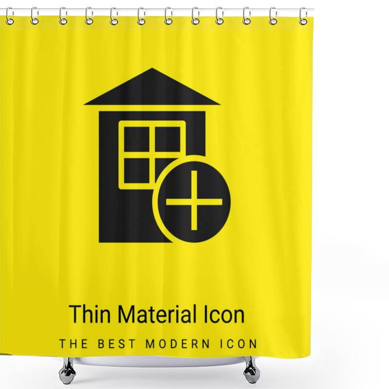 Personality  Add Minimal Bright Yellow Material Icon Shower Curtains