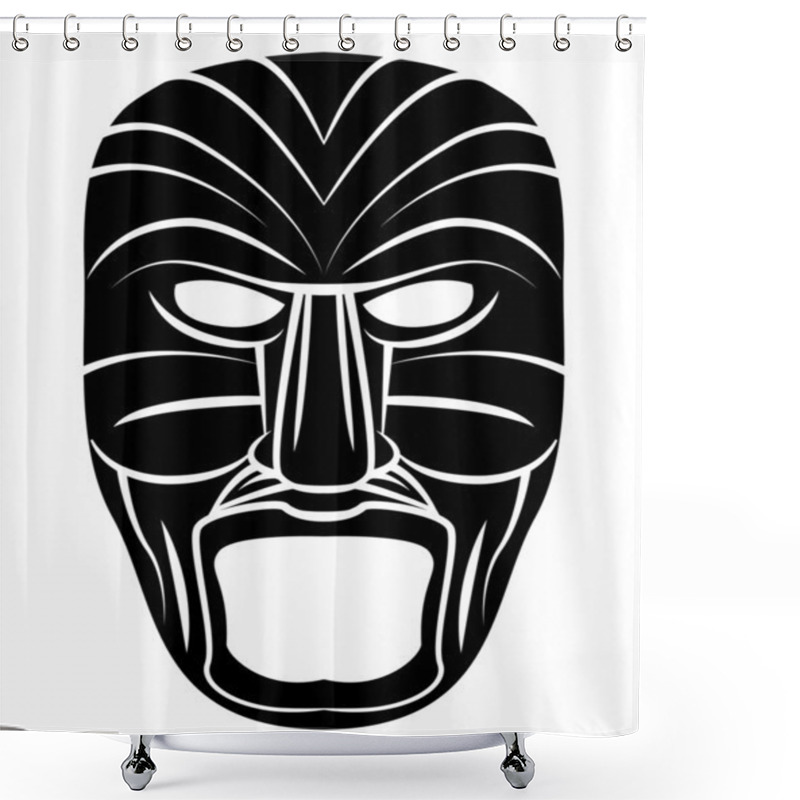 Personality  Totem Mask Black Silhoutte Of Shower Curtains