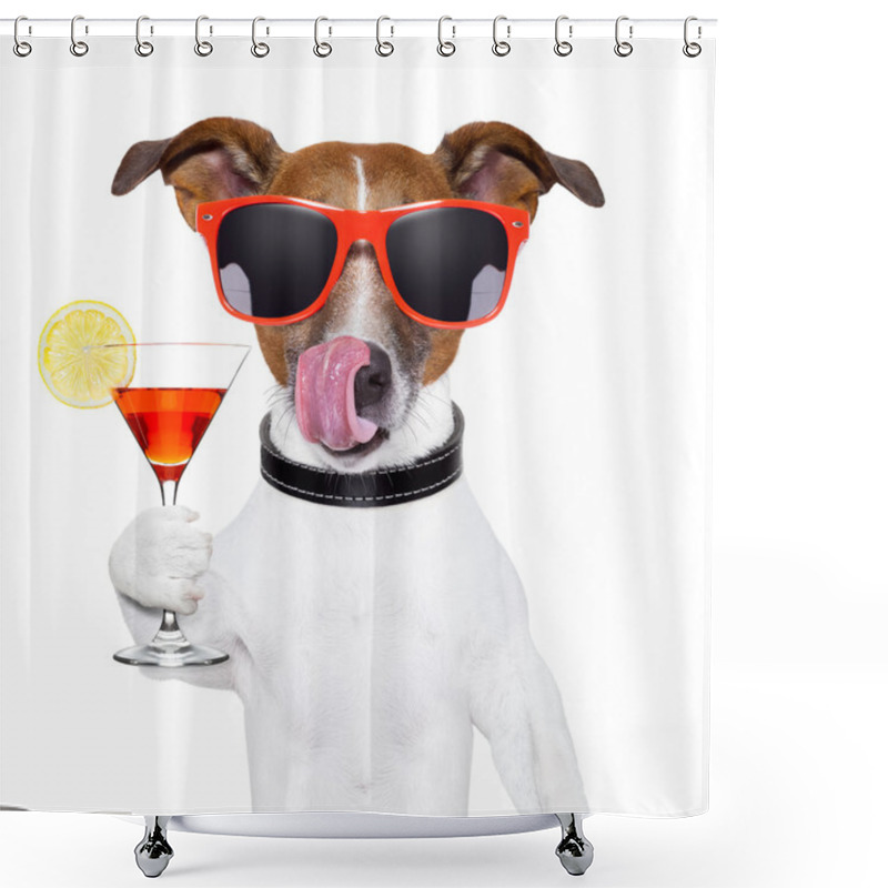 Personality  Dog With Cocktail Shower Curtains