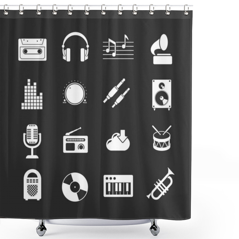 Personality  Set Icons Of Music And Sound Shower Curtains