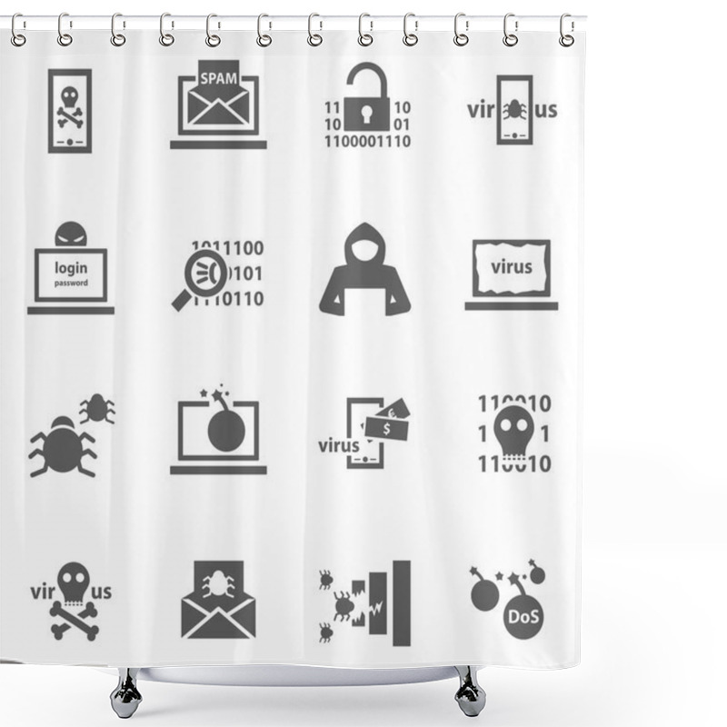 Personality  Hacker Attack Icons Shower Curtains