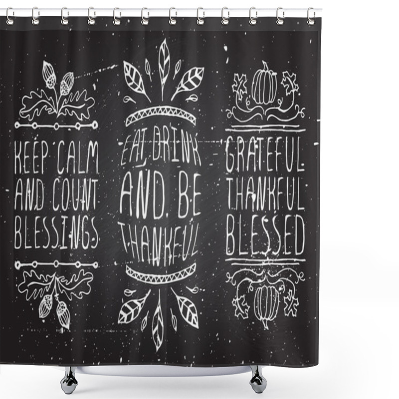 Personality  Hand-sketched Typographic Elements For Thanksgiving Design Shower Curtains