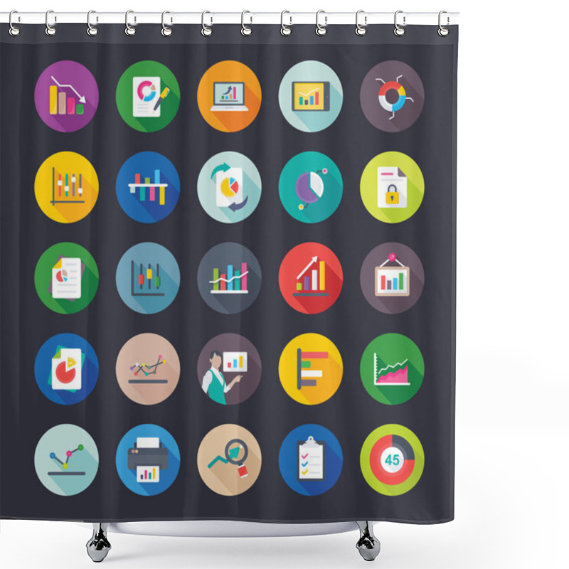 Personality  Pack Of Reports And Charts Flat Vector Icons Shower Curtains