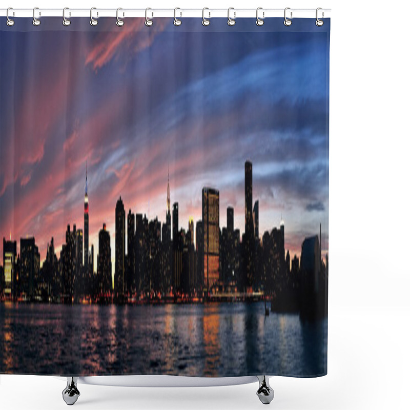 Personality  New York City Manhattan Sunset Panorama Shower Curtains