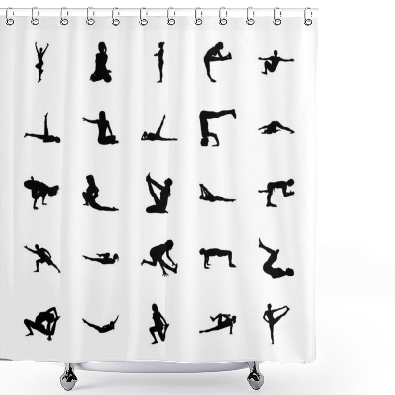 Personality  Yoga And Exercise Filled Pictogram  Shower Curtains