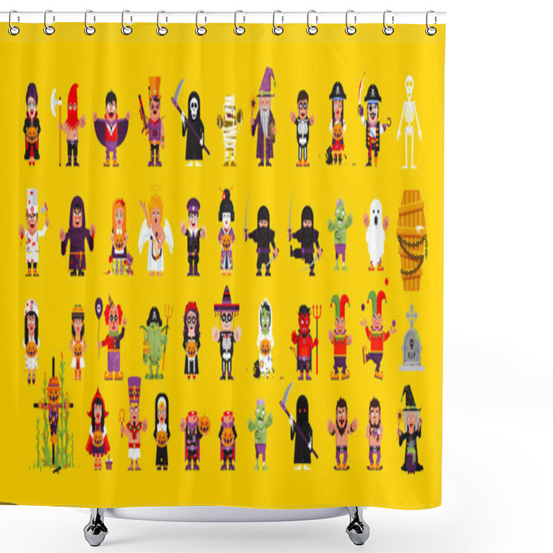 Personality  Set Of Characters For Halloween In A Flat Style Shower Curtains