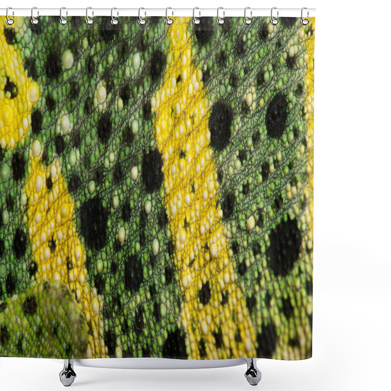 Personality  Close-up Of Meller's Chameleon Skin, Giant One-horned Chameleon, Chamaeleo Melleri Shower Curtains