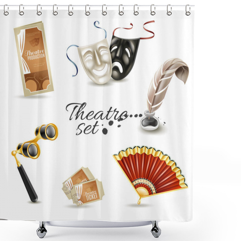 Personality  Theater Attributes Flat Pictograms Set Shower Curtains