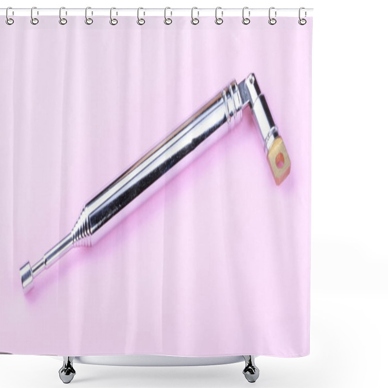 Personality  Telescopic Antenna On Pink Background Shower Curtains