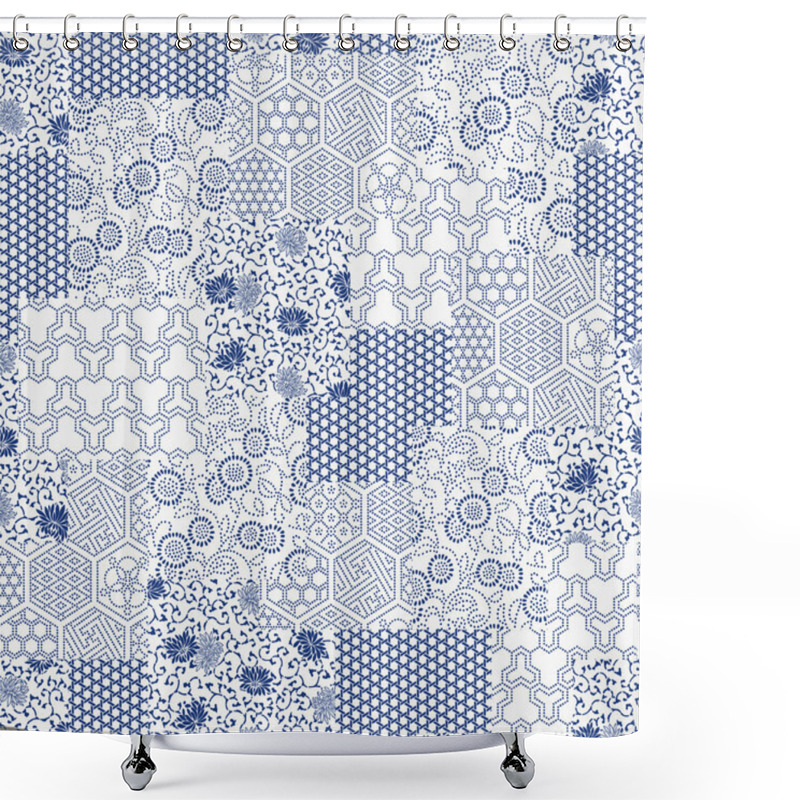 Personality  Japanese Style Pattern Patchwork Shower Curtains