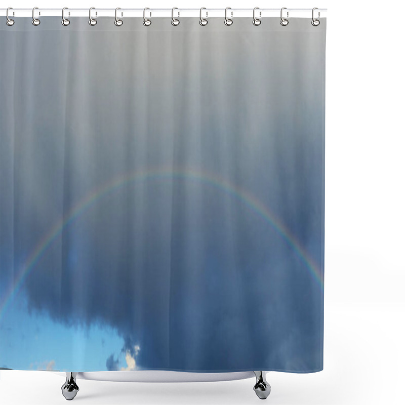 Personality  Thin Circular Rainbow In The Dark Cloudy Sky Shower Curtains