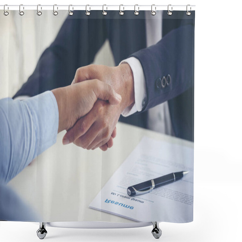 Personality  Team Business Partners Shaking Hands Together To Greeting Start Up New Project. Shakehand Teamwork Partnership At Office Desk. Businessman Partners Handshake Together.  Business Concept Shower Curtains