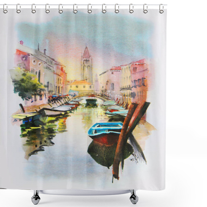 Personality  Painting Of Venice  Shower Curtains