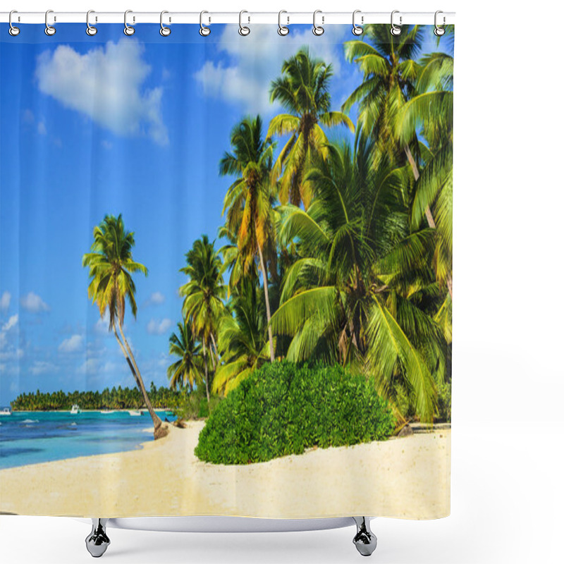 Personality  Amazing Tropical Beach With Palm Tree Shower Curtains