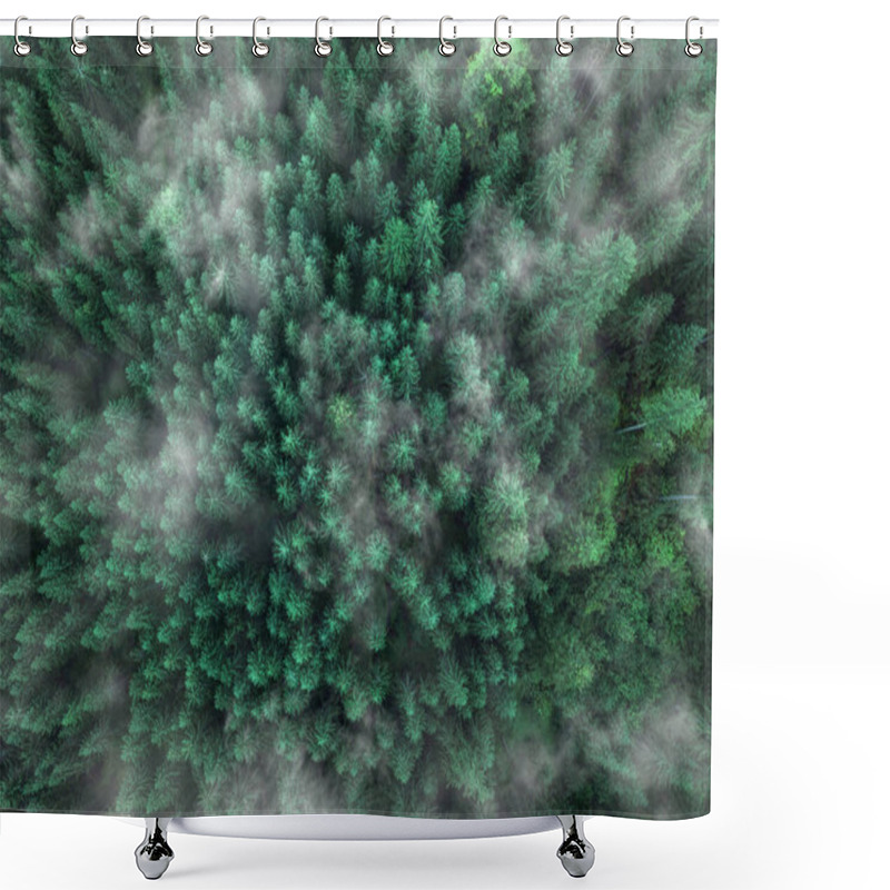 Personality  Arial Veiw Of Green Forest. Drone Shot Shower Curtains