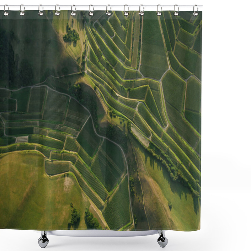 Personality  Aerial View Of Green Agricultural Fields And Hills, Europe Shower Curtains