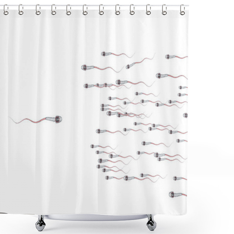 Personality  Spermatozoons, Floating To Ovule - 3d Render Shower Curtains