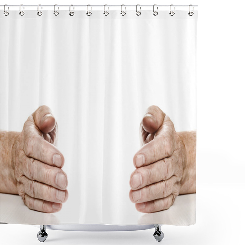 Personality  Old Hands Isolated On White Background Shower Curtains