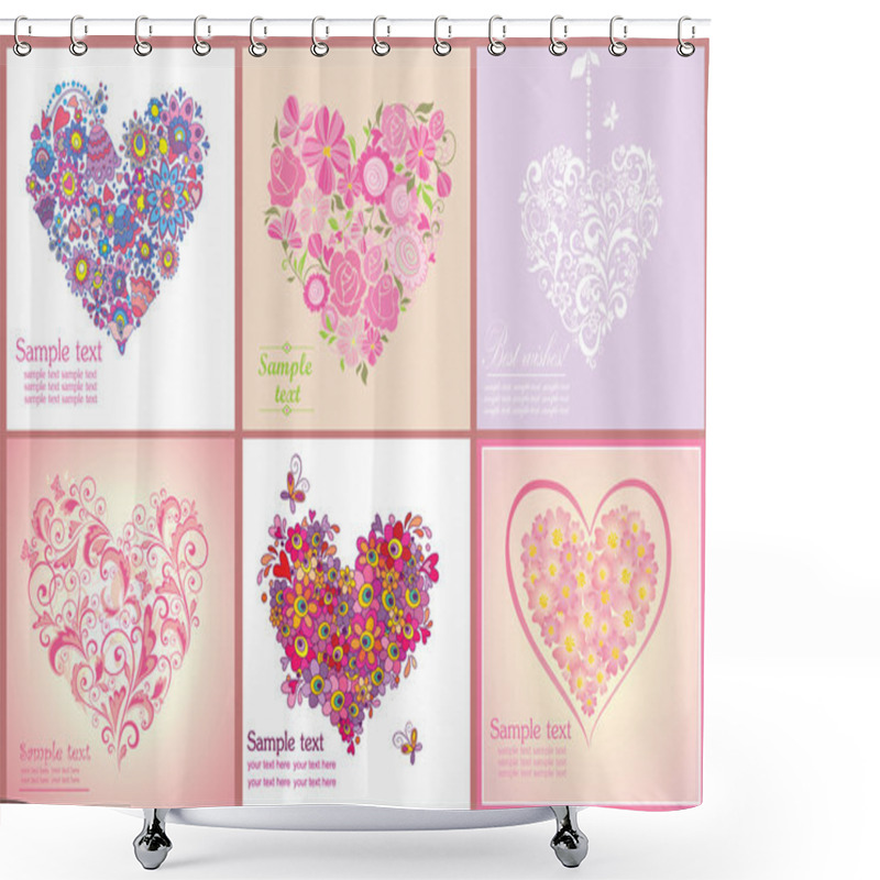 Personality  Greeting Postcard With Flowers Hearts Shapes Shower Curtains