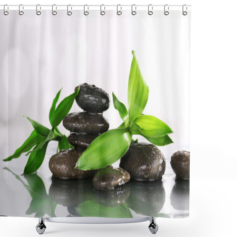 Personality  Spa Stones, Bamboo Branches Shower Curtains