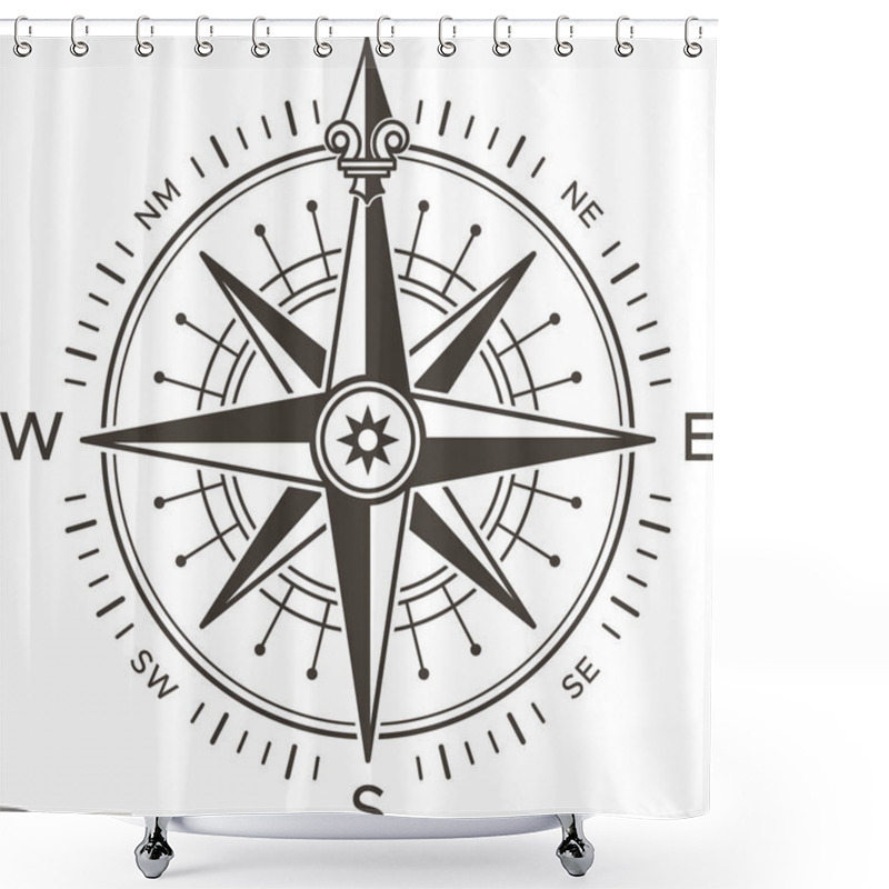 Personality  Wind Rose Showing North, South, East And West Cardinal Directions, Including Intermediate Directions, Helping Sailors And Navigators Finding Their Way Across Oceans And Lands Shower Curtains