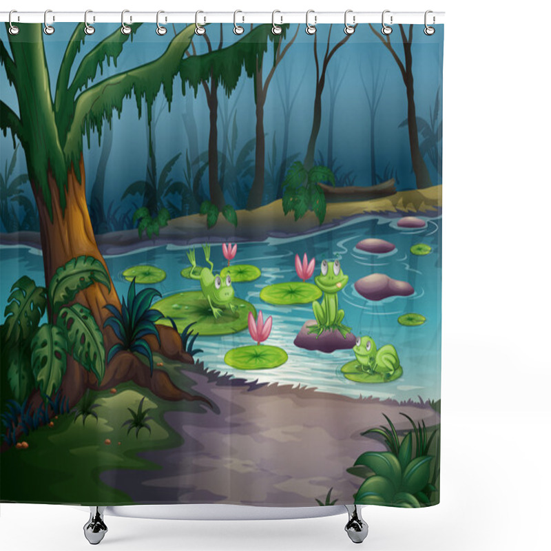 Personality  Frogs And A River Shower Curtains