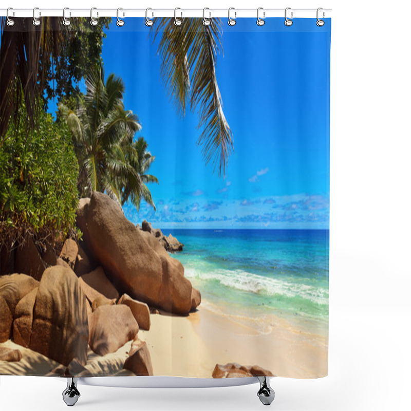 Personality  Tropical Beach At Seychelles Shower Curtains