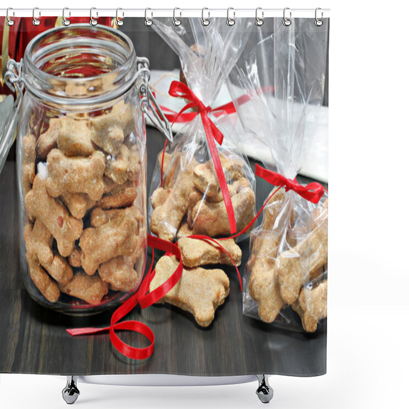 Personality  Packaging Dog Biscuits For Christmas. Shower Curtains