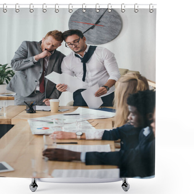 Personality  Group Of Managers Having Conversation In Conference Hall At Office Shower Curtains