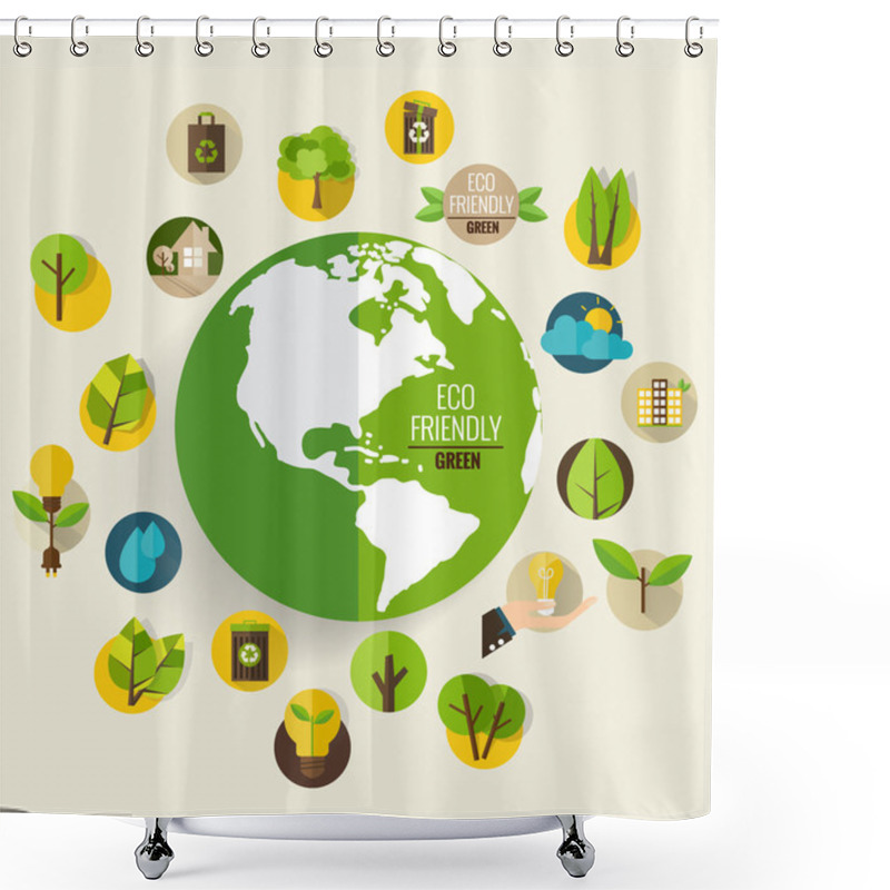 Personality  Modern Ecological Globe Shower Curtains