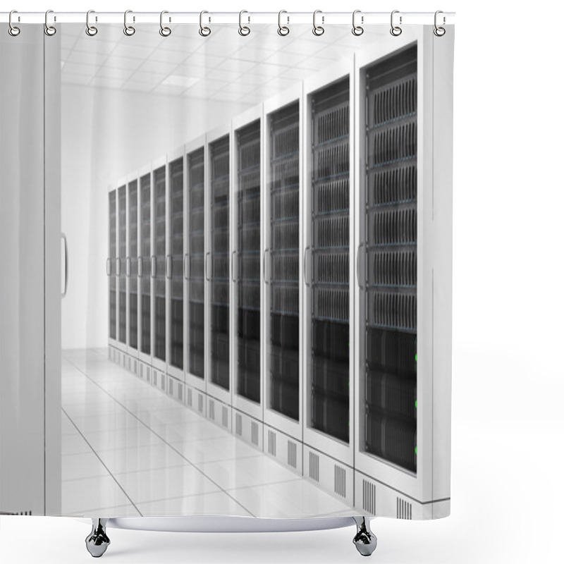 Personality  Datacenter With Two Rows Of Computers Shower Curtains