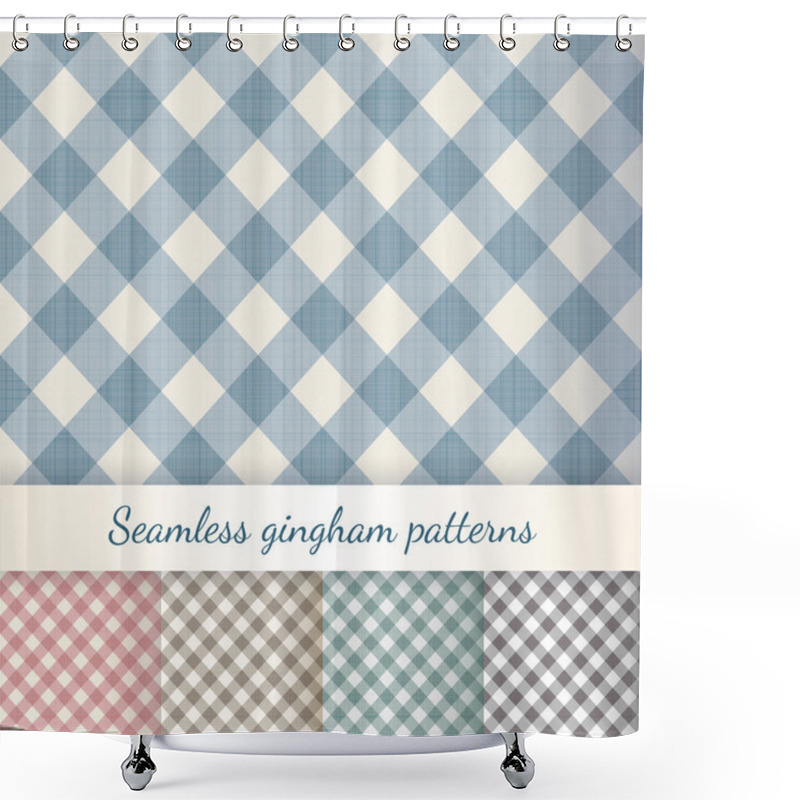 Personality  Set Of Seamless Checkered Gingham Patterns Shower Curtains