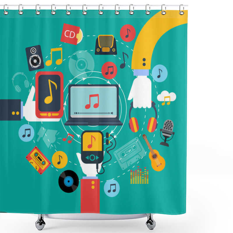 Personality  Music Apps Concept Poster Print Shower Curtains