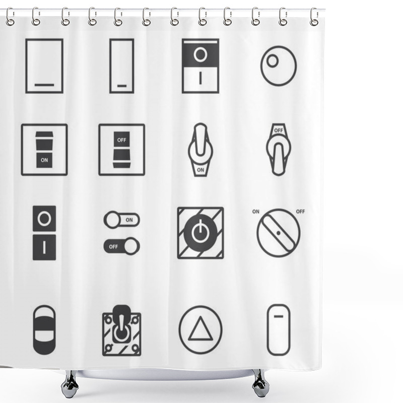 Personality  On Off Switch Icon Set Shower Curtains