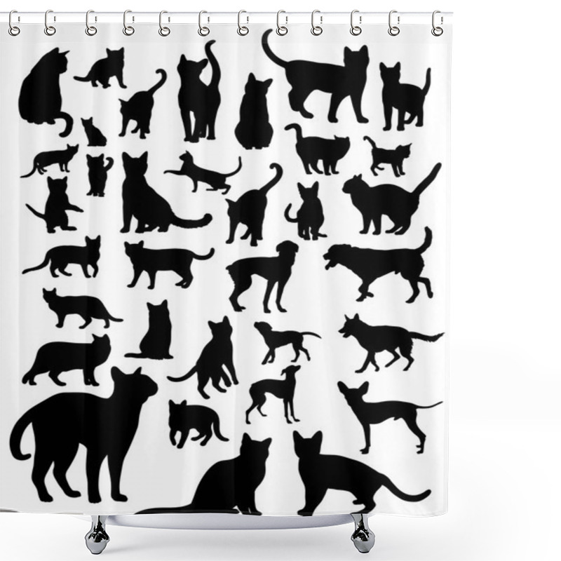 Personality  Dog And Cat ,Silhouettes Shower Curtains