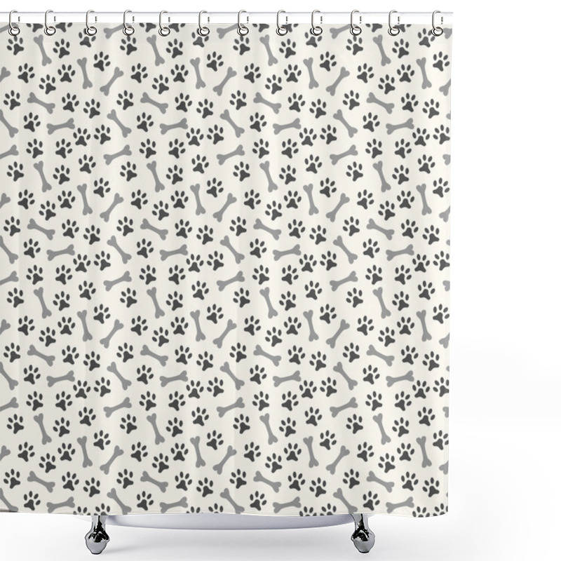 Personality  Animal Seamless Vector Pattern Of Paw Footprint And Bone. Endles Shower Curtains